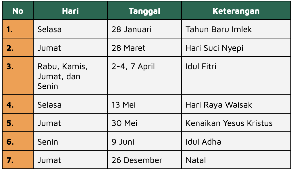 kalender cuti bersama 2025