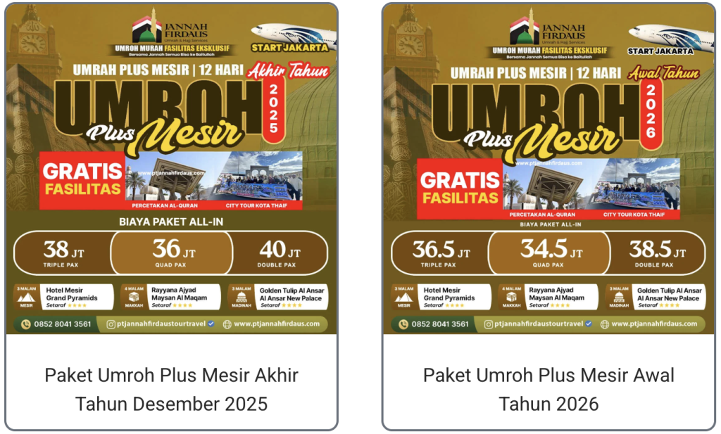 jannah firdaus  tur umroh plus mesir tuwaga