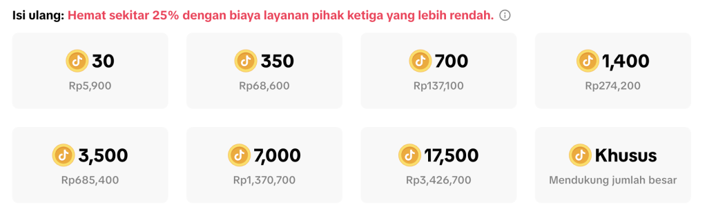 cara top up koin tiktok termurah