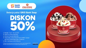 Cold Stone Diskon 50% dengan bertransaksi menggunakan QRIS Bank Saqu - Tuwaga