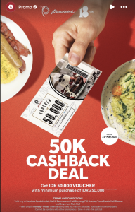 Pancious 50 Ribu Cashback Deal, Get IDR 50 Ribu Voucher with minimum purchase of IDR 250 Ribu - Tuwaga