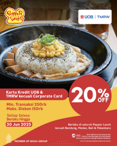 Pepper Lunch Discount Up To 20%, Khusus Kartu Kredit UOB & TMRW Kecuali Corporate Card - Tuwaga