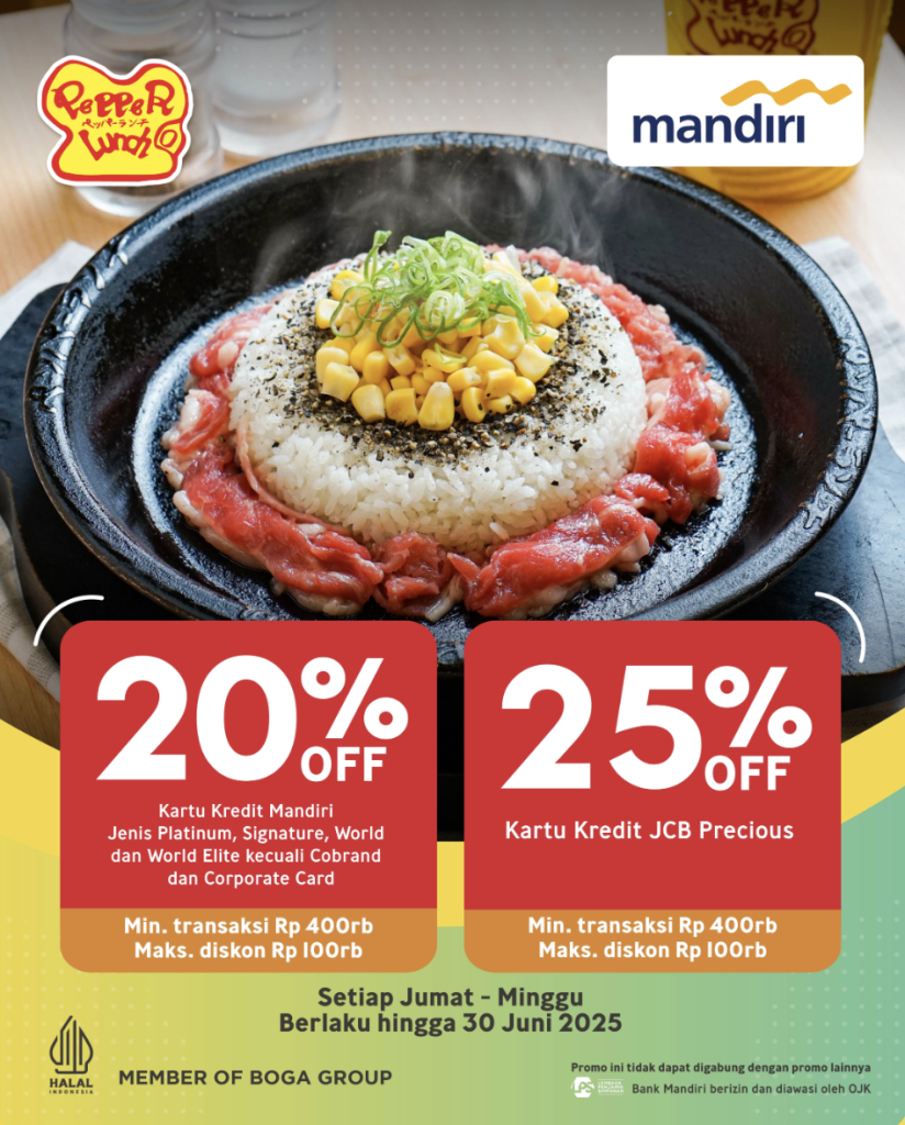 Pepper Lunch Hemat 25% dengan Menggunakan Kartu Kredit Mandiri - Tuwaga