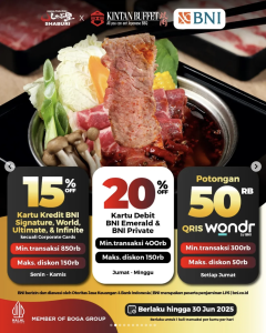 Dapatkan Diskon hingga 20% dan Potongan Rp50 Ribu di Shaburi & Kintan Buffet dengan Kartu BNI dan wondr by BNI - Tuwaga
