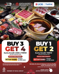 Shaburi & Kintan Buffet Buy 1 Get 2, Buy 3 Get 4 dengan Kartu Kredit UOB & TMRW - Tuwaga