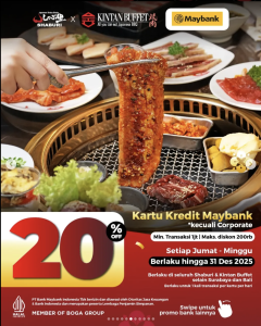Dapatkan diskon 20% di Shaburi & Kintan Buffet menggunakan Maybank Kartu Kredit setiap hari Jumat hingga Minggu - Tuwaga
