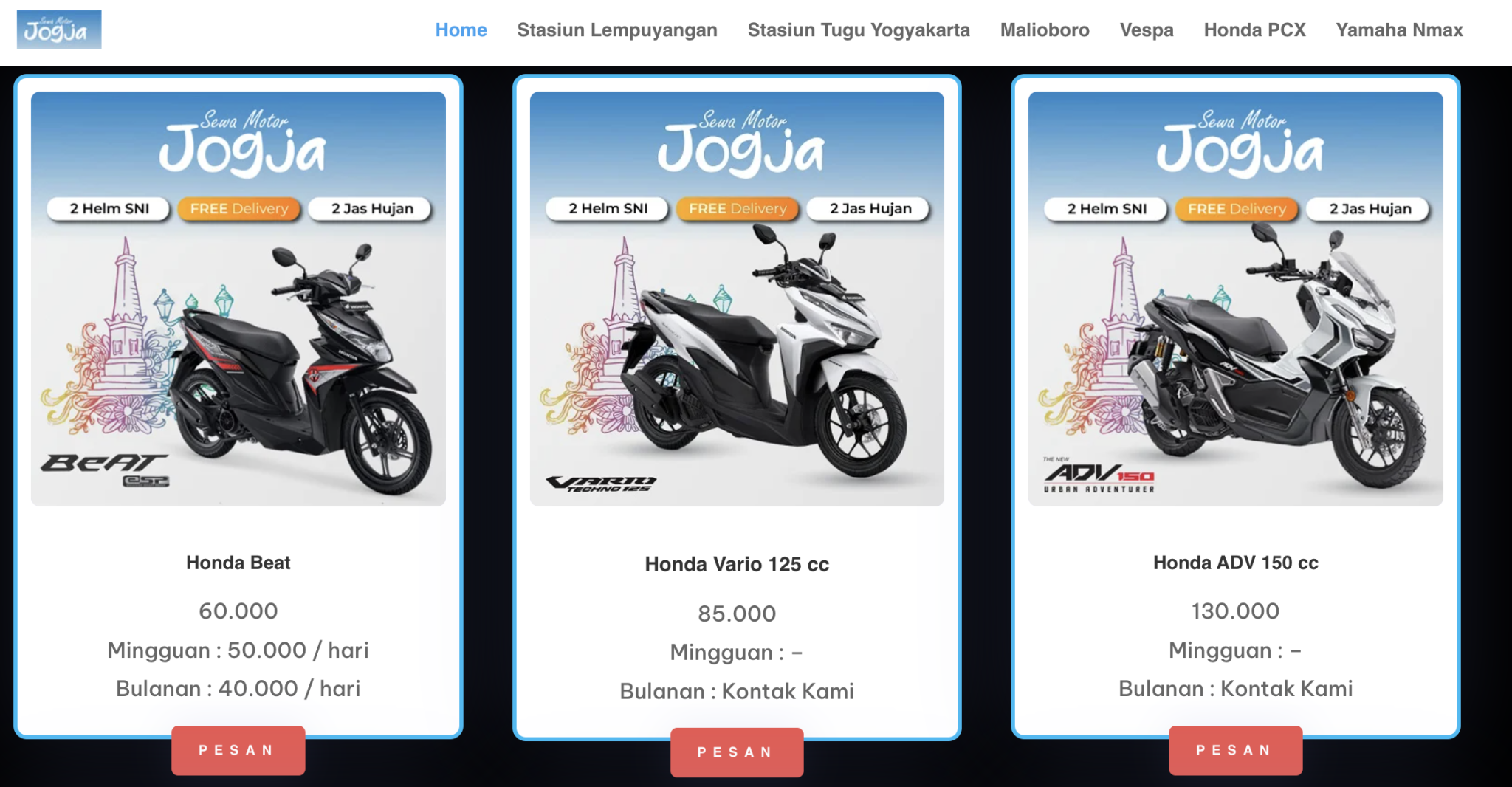 Rekomendasi Harga Rental Motor 2025 di Jakarta hingga Jogja - Tuwaga