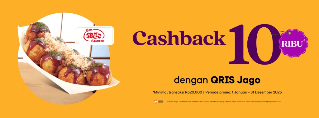Cashback Rp10 Ribu dengan Bank Jago di Gindaco - Tuwaga