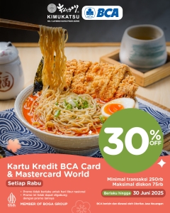 Kimukatsu Diskon 30% + Cashback 50% bagi pengguna BCA - Tuwaga