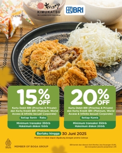 Kimukatsu Diskon hingga 20% dengan Karti Kredit dan Debit BRI - Tuwaga
