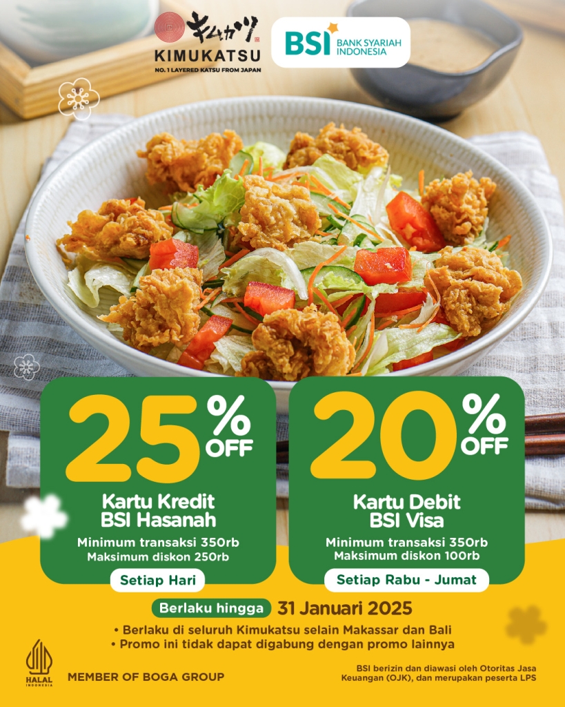 Kimukatsu Diskon hingga 25% dengan BSI - Tuwaga