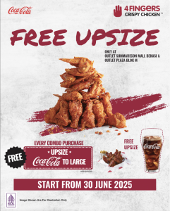 4Fingers Crispy Chicken FREE Upsize Coca-Cola - Tuwaga