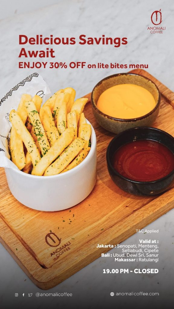 Anomali Coffee Diskon 30% Untuk Bites Menu dengan Berbagai Metode Pembayaran - Tuwaga