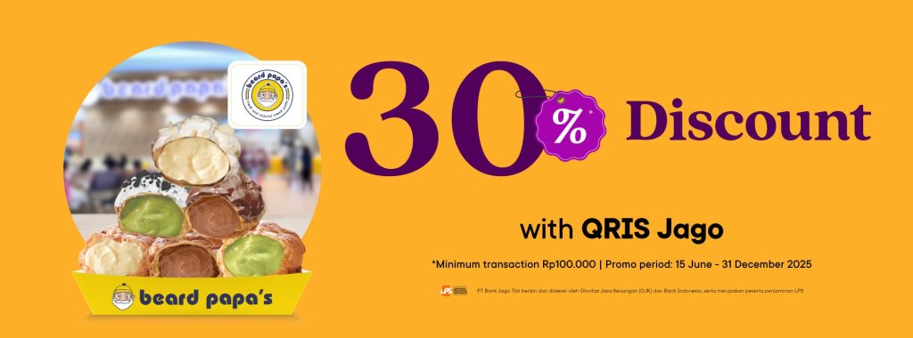 Beard Papa’s Diskon 30% dengan Bank Jago - Tuwaga