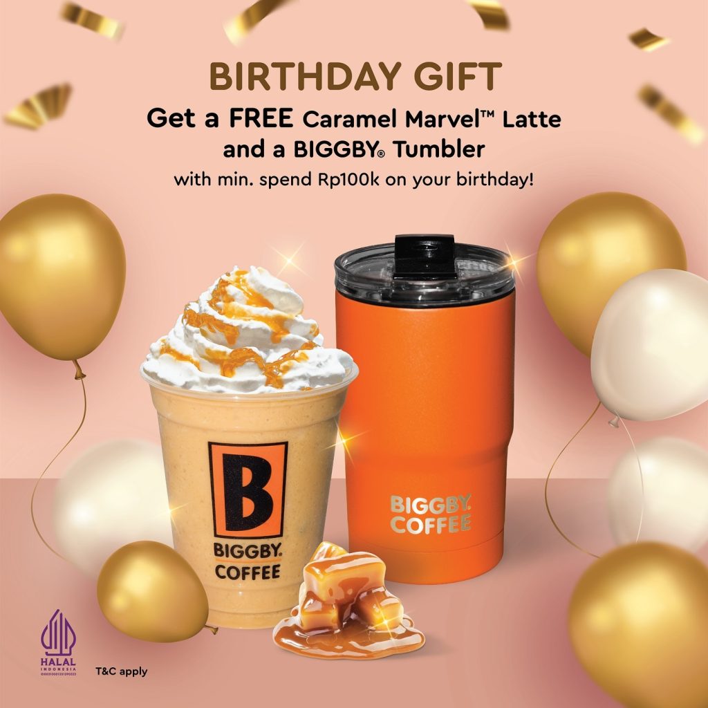Biggby Coffee Gratis Caramel Marvel Latte dan Biggby Tumbler dengan Berbagai Metode Pembayaran - Tuwaga