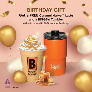 Biggby Coffee Gratis Caramel Marvel Latte dan Biggby Tumbler dengan Berbagai Metode Pembayaran - Tuwaga