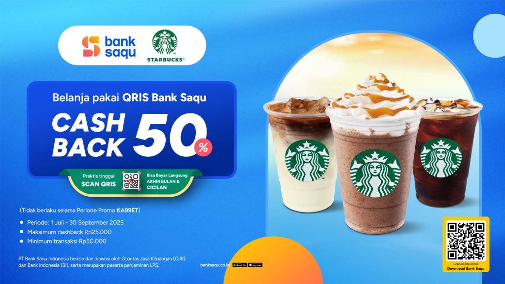 Starbucks Reserve Cashback 50% dengan QRIS Bank Saqu - Tuwaga