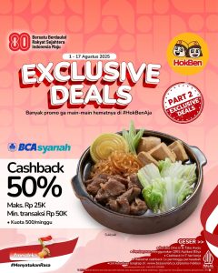 HokBen Cashback 25% dengan BCA Syariah - Tuwaga