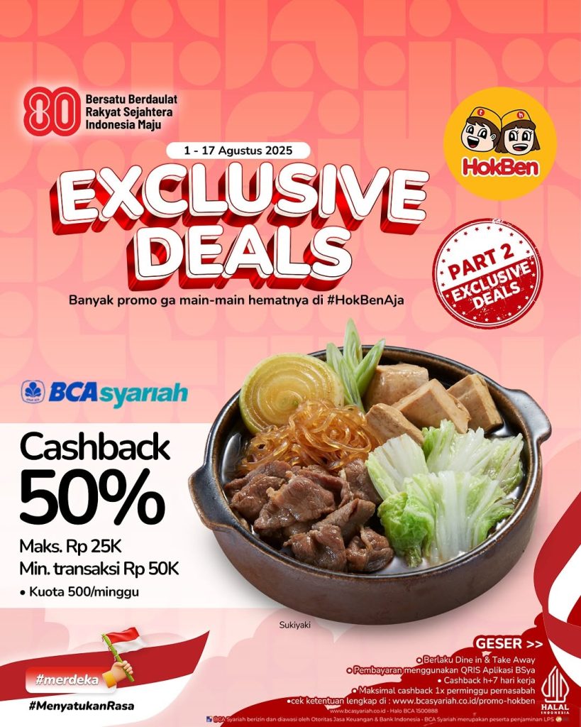 HokBen Cashback 25% dengan BCA Syariah - Tuwaga