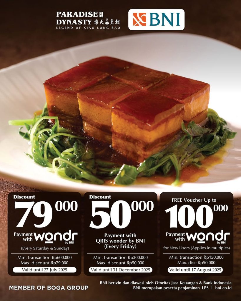 Diskon hingga Rp50 Ribu di Paradise Dynasty dengan Wondr by BNI - Tuwaga