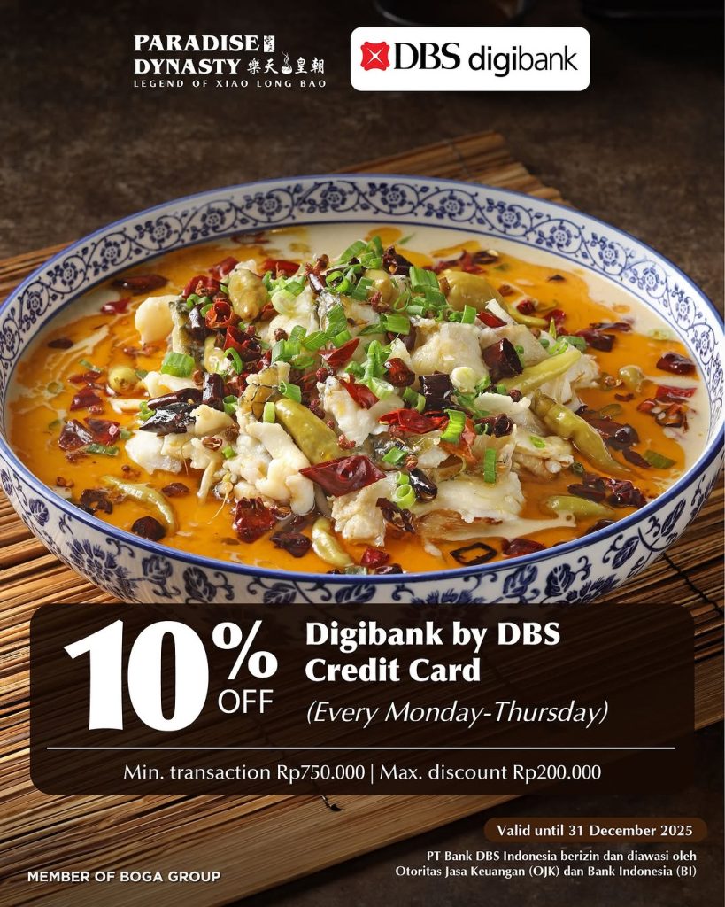 Diskon hingga 10% di Paradise Dynasty dengan Kartu Kredit digibank by DBS - Tuwaga