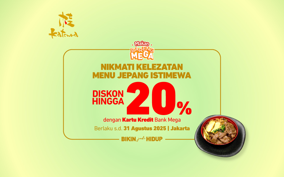 Diskon hingga 20% di Katsura dengan Kartu Kredit Bank Mega - Tuwaga