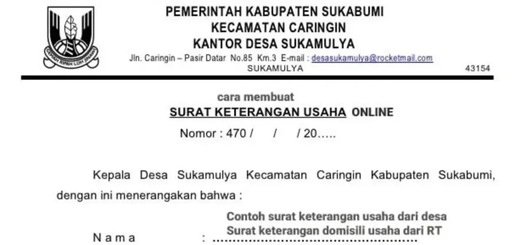 cara buat surat keterangan usaha sku online tuwaga