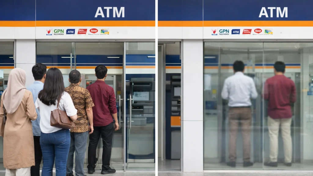 dua kondisi berbeda pada penggunaan mesin ATM.