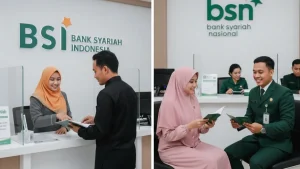 dua kondisi kantor bank syariah yang berbeda