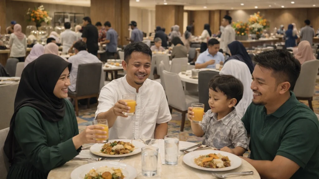 sebuah keluarga sedang buka bersama di hotel daerah jakarta tahun 2026