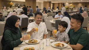 sebuah keluarga sedang buka bersama di hotel daerah jakarta tahun 2026