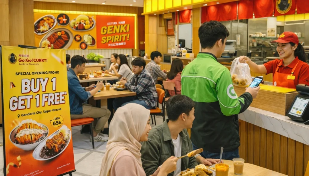 cabang outlet go! go! curry! sedang beroperasi di sebuah mall di jakarta