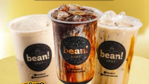 ada tiga gelas kopi yang berasal dari bean spot