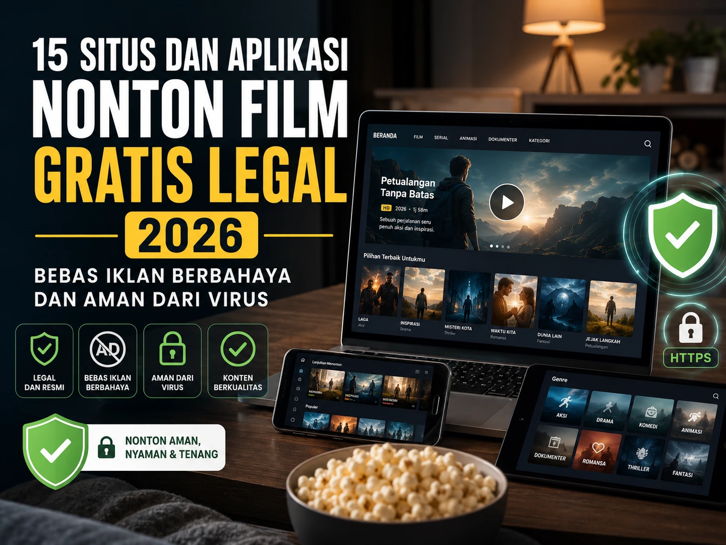 15 Situs dan Aplikasi Nonton Film Gratis Legal 2026, Bebas Iklan Berbahaya dan Aman dari Virus