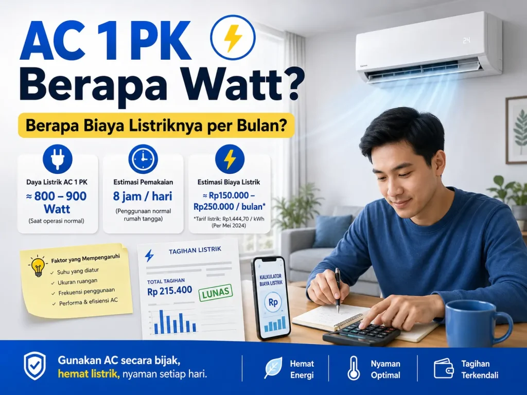 ac 1 pk berapa watt